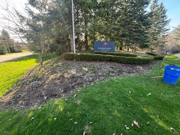 Before: mulch bed installation at Oakridge Golf Club